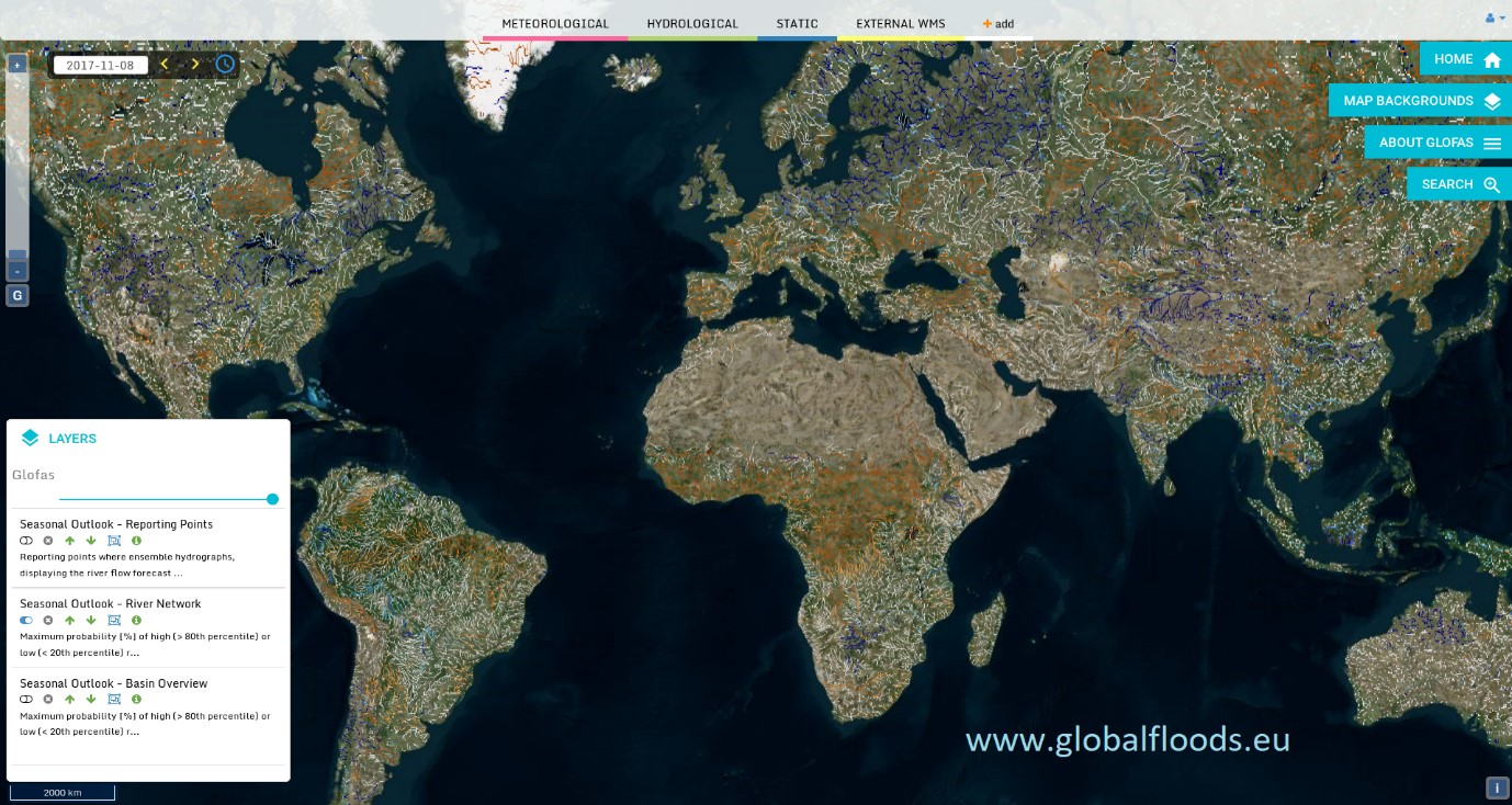 来自NCAS和Reading开发的开放全球洪水预测软件的卫星图像。